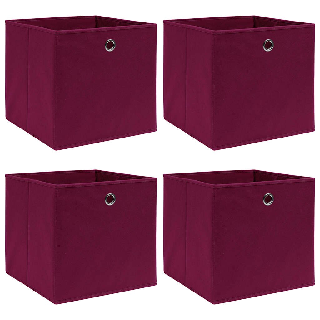 vidaXL Úložné boxy 4 ks tmavě červené 32 x 32 x 32 cm textil