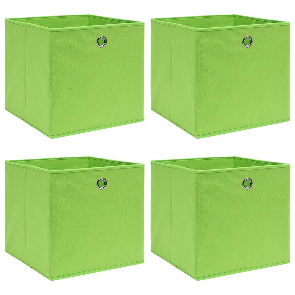 vidaXL Úložné boxy 4 ks zelené 32 x 32 x 32 cm textil