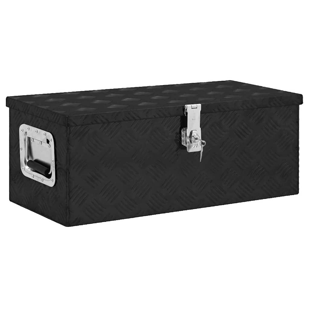 vidaXL Úložný box černý 70 x 31 x 27 cm hliník