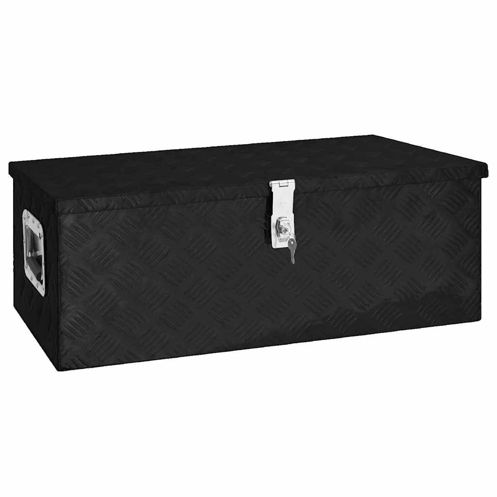 vidaXL Úložný box černý 80 x 39 x 30 cm hliník