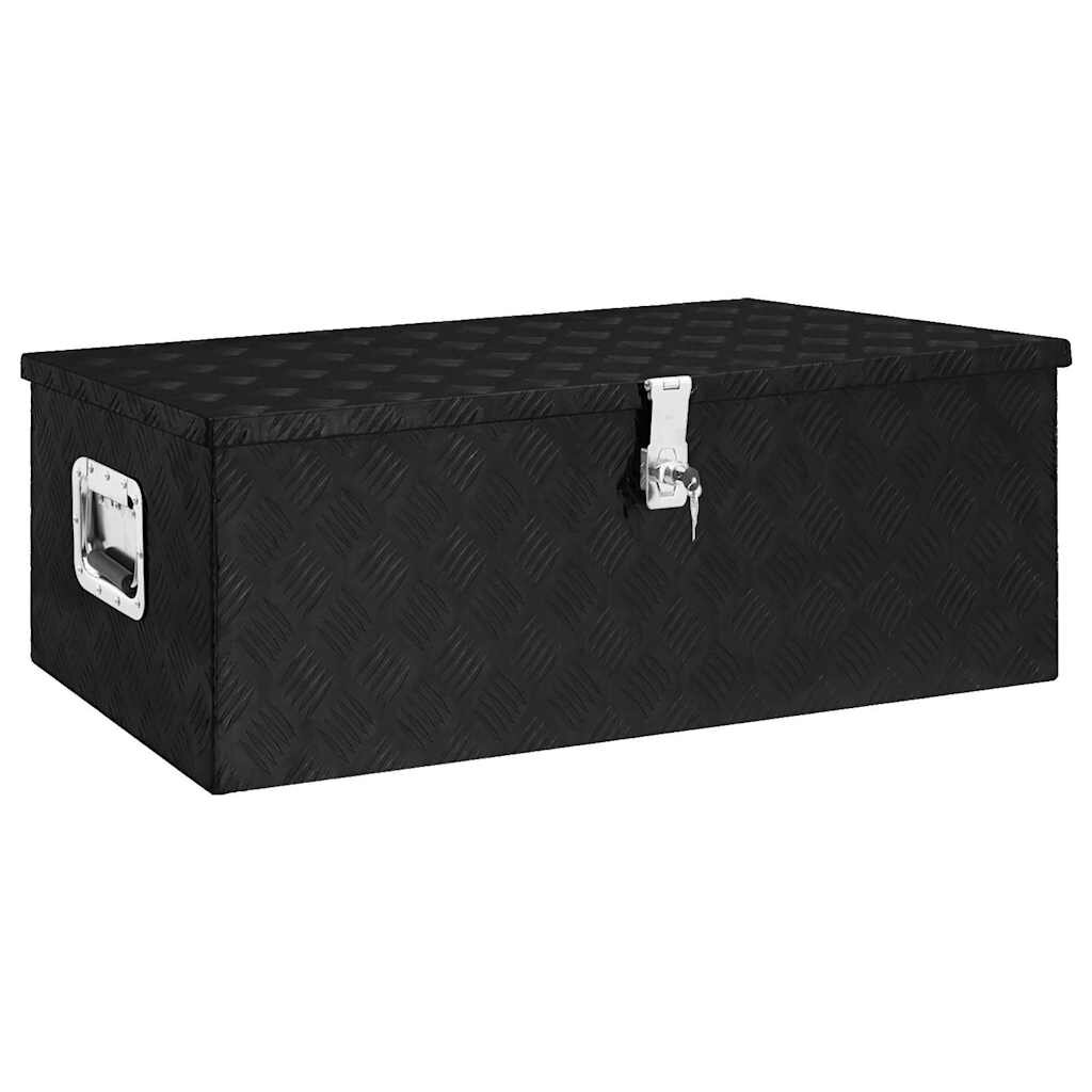 vidaXL Úložný box černý 90 x 47 x 335 cm hliník