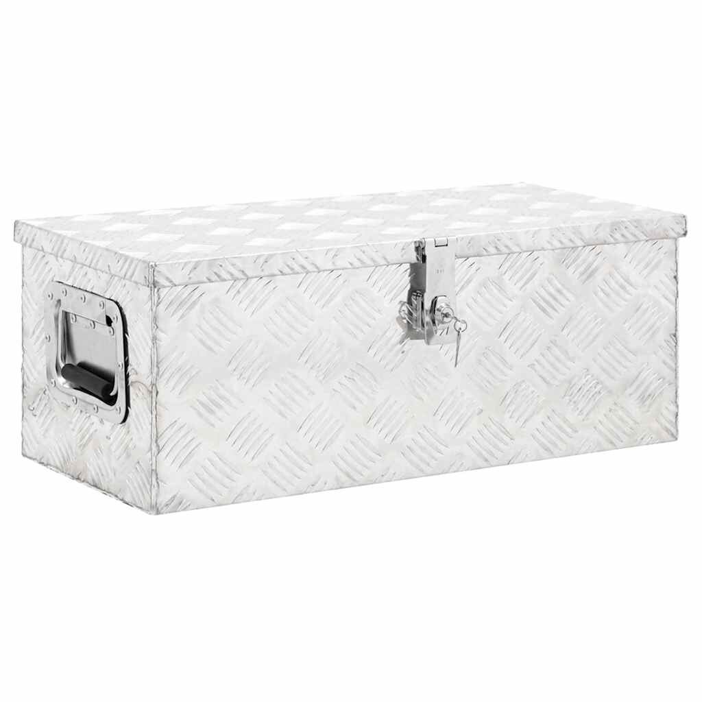 vidaXL Úložný box stříbrný 70 x 31 x 27 cm hliník