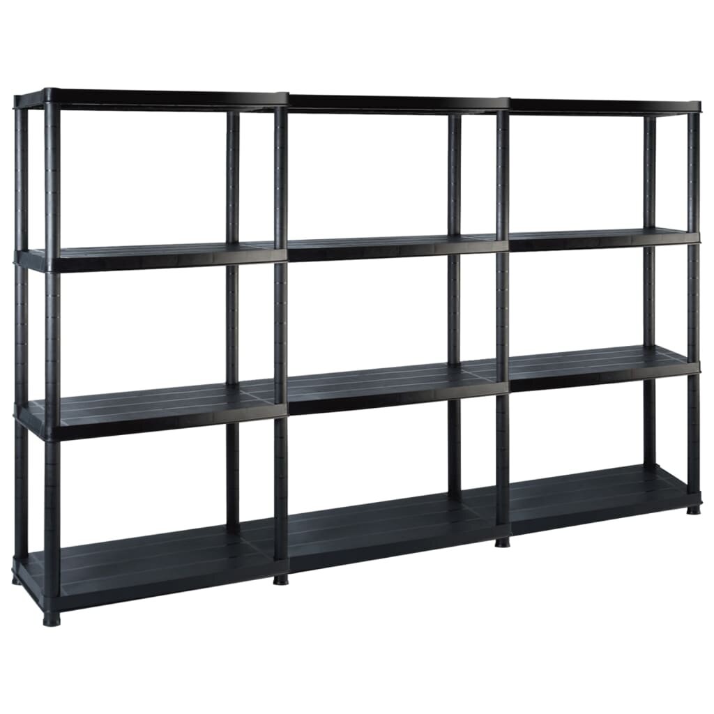 vidaXL Úložný regál 4patrový černý 183 x 305 x 130 cm plast