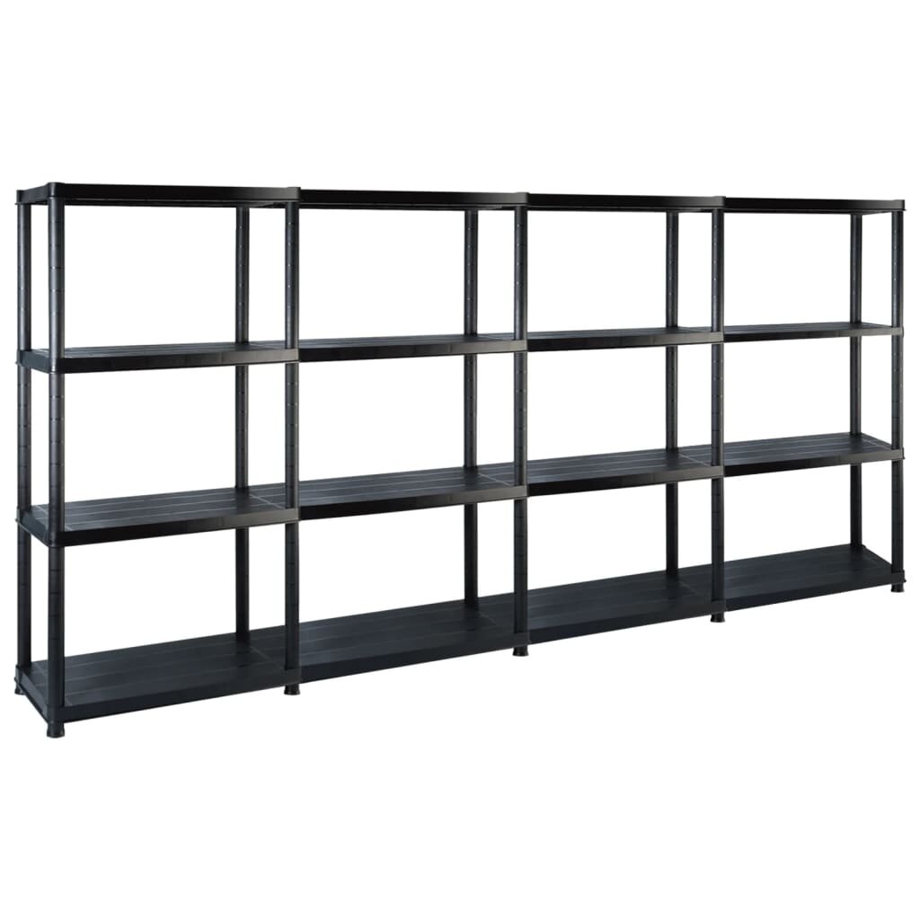 vidaXL Úložný regál 4patrový černý 244 x 305 x 130 cm plast