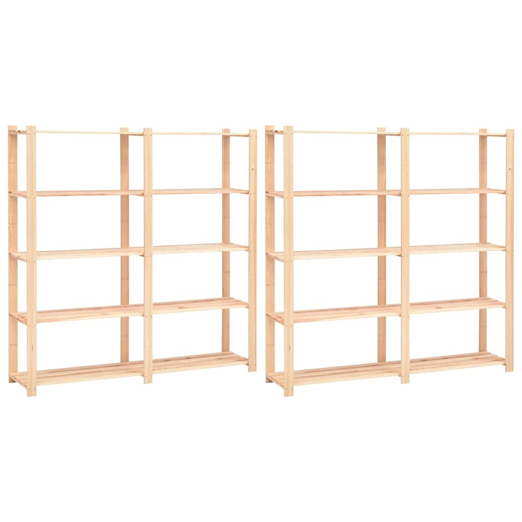 vidaXL Úložný regál 5 polic 2 ks 170x38x170 cm masivní borovice 500 kg