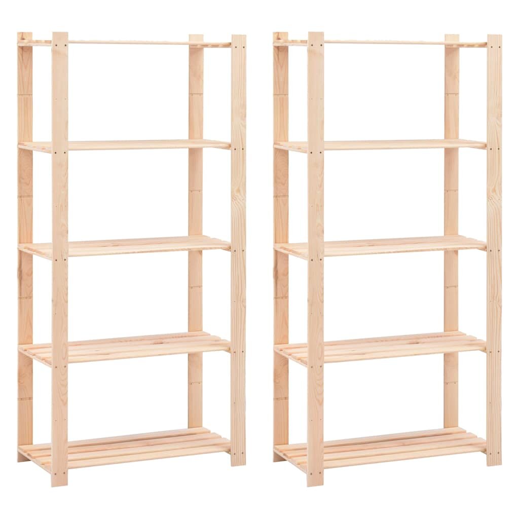 vidaXL Úložný regál 5 polic 2 ks 80x38x170 cm masivní borovice 250 kg