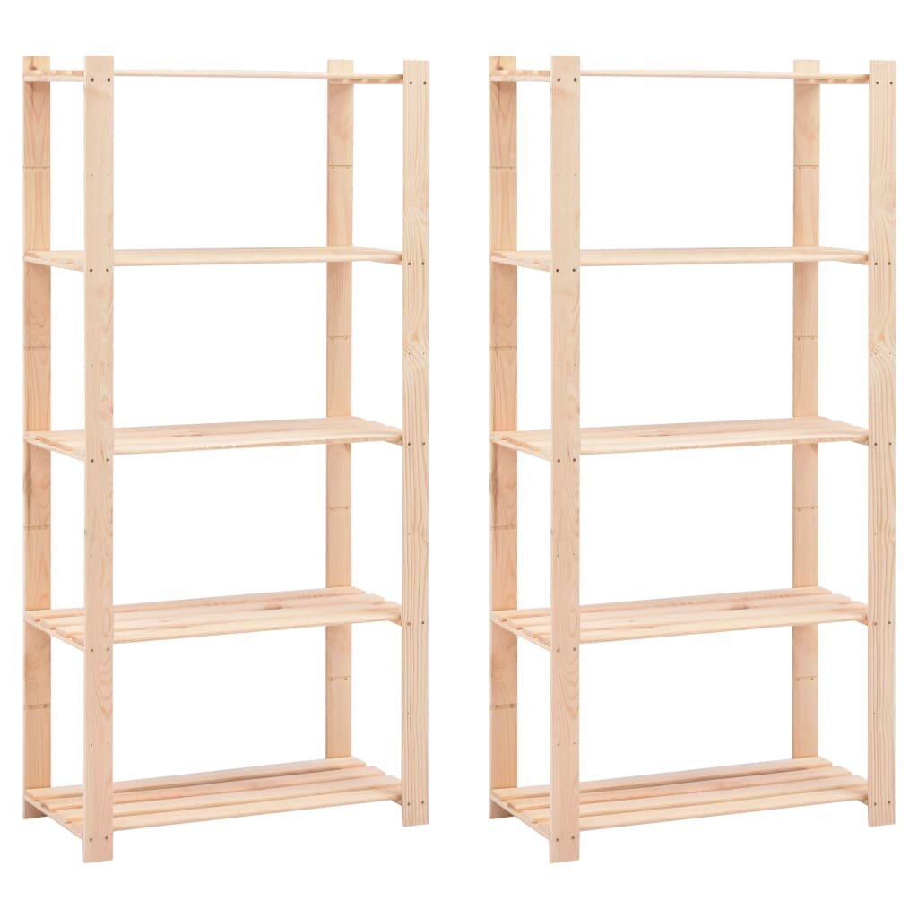 vidaXL Úložný regál 5 polic 2 ks 80x38x170 cm masivní borovice 250 kg