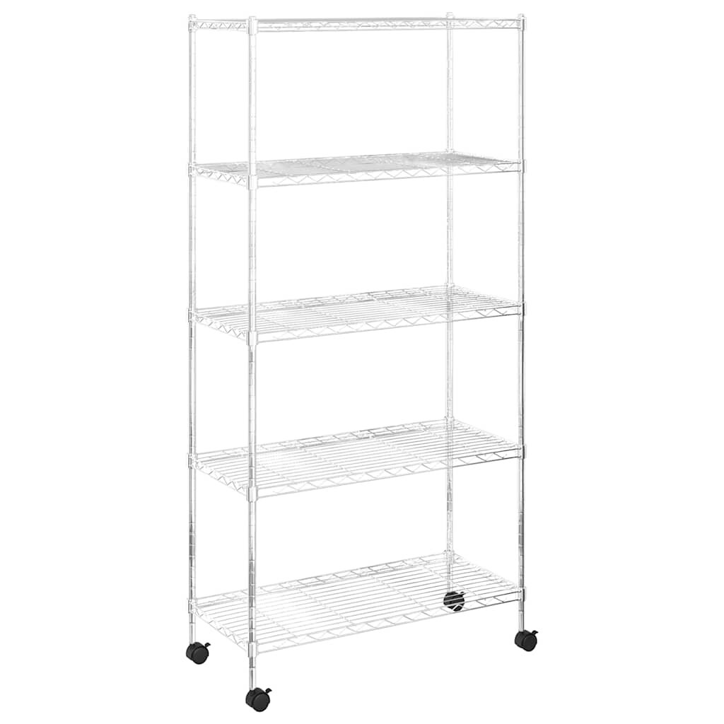 vidaXL Úložný regál 5 polic 75x35x155 cm s kolečky chromovaný 250 kg