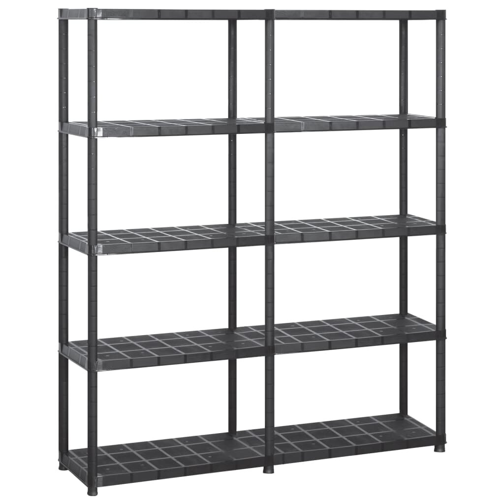 vidaXL Úložný regál 5patrový černý 142 x 38 x 170 cm plast
