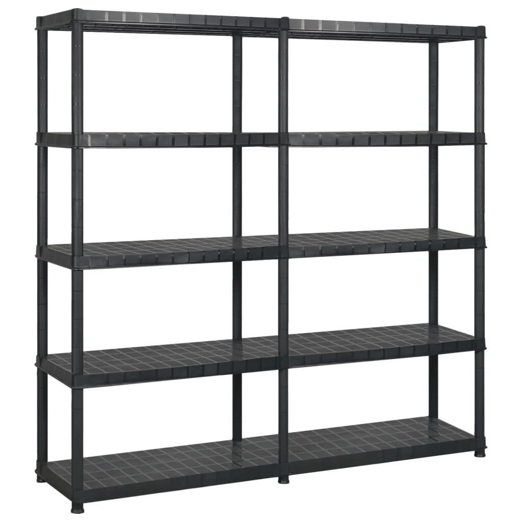 vidaXL Úložný regál 5patrový černý 170 x 40 x 185 cm plast