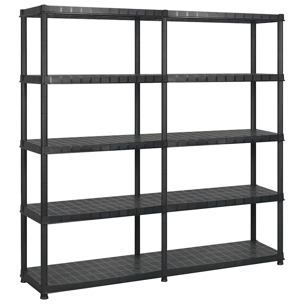 vidaXL Úložný regál 5patrový černý 183 x 457 x 185 cm plast