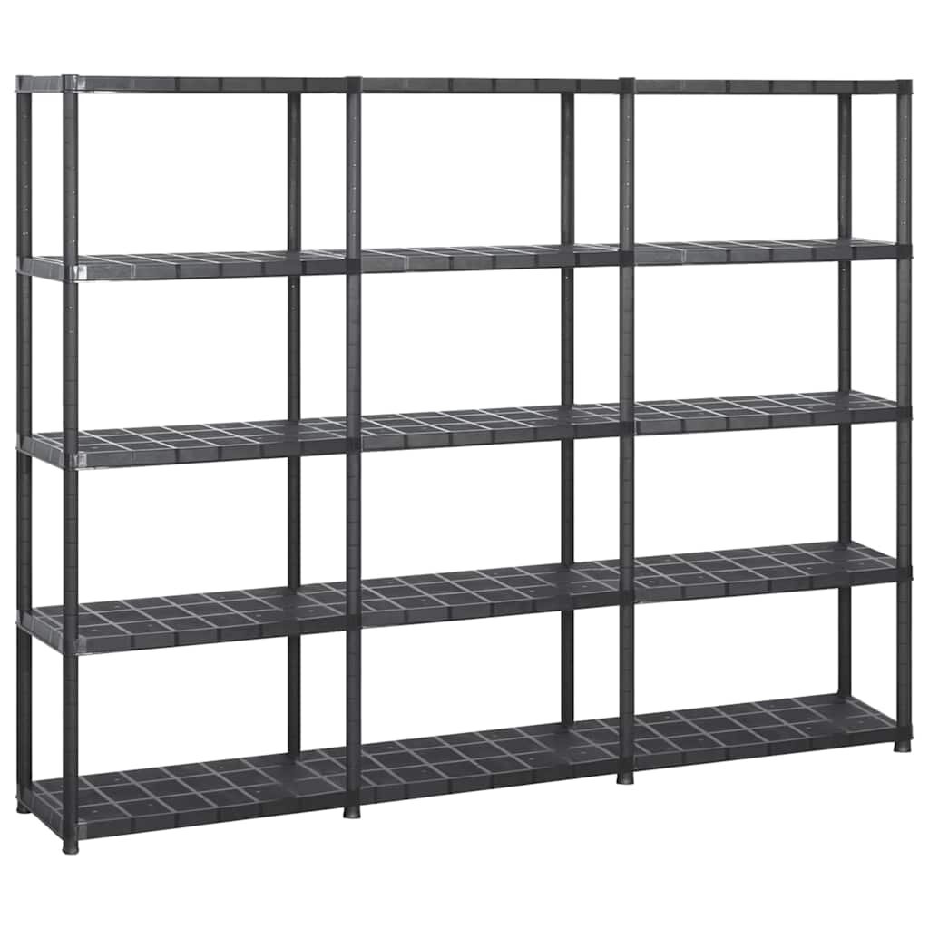 vidaXL Úložný regál 5patrový černý 213 x 38 x 170 cm plast