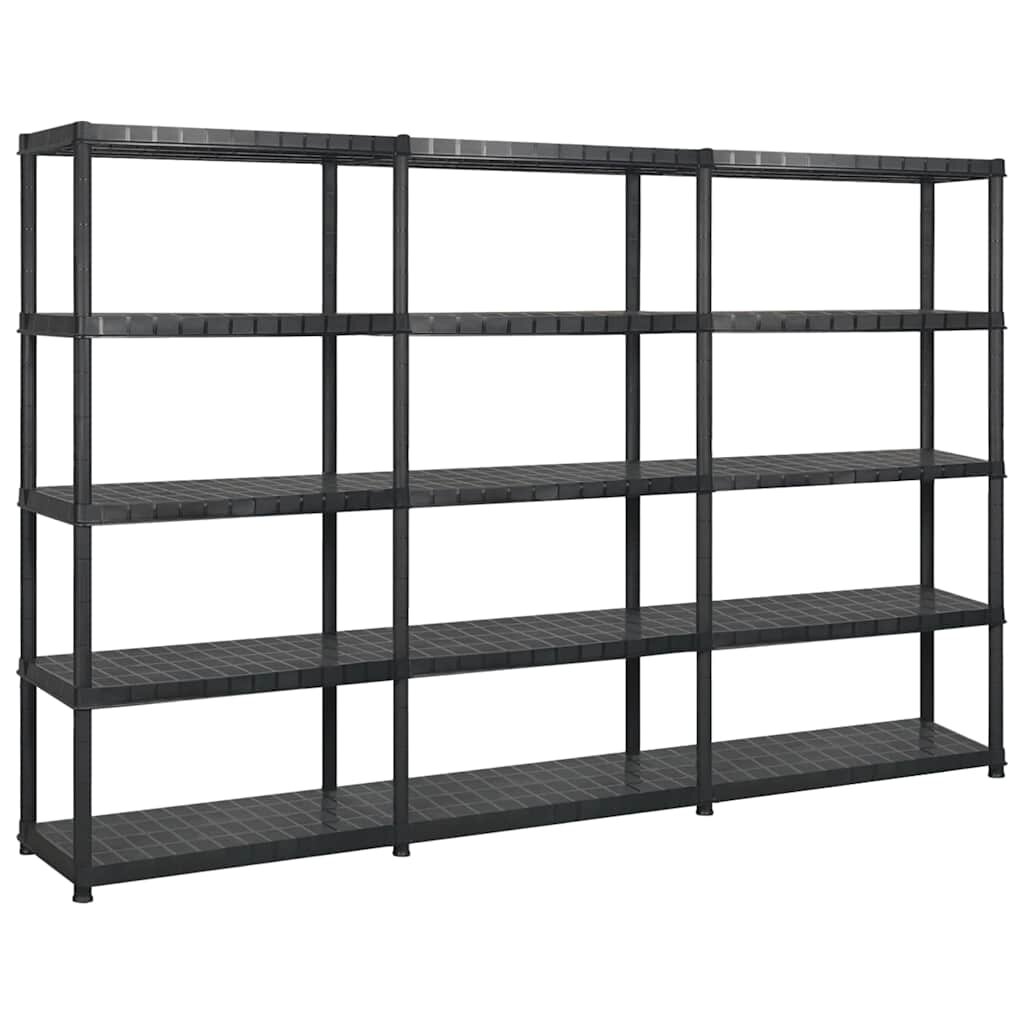 vidaXL Úložný regál 5patrový černý 255 x 40 x 185 cm plast