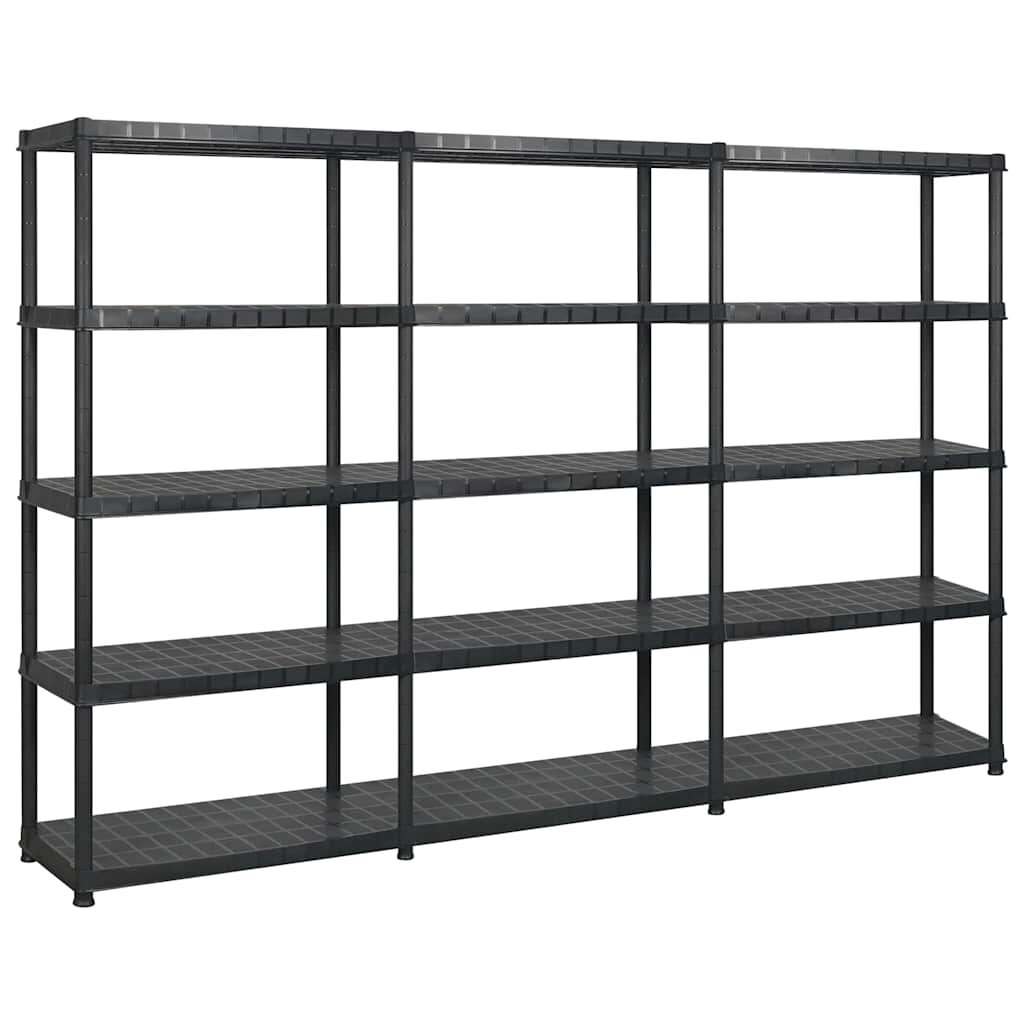 vidaXL Úložný regál 5patrový černý 2745 x 457 x 185 cm plast