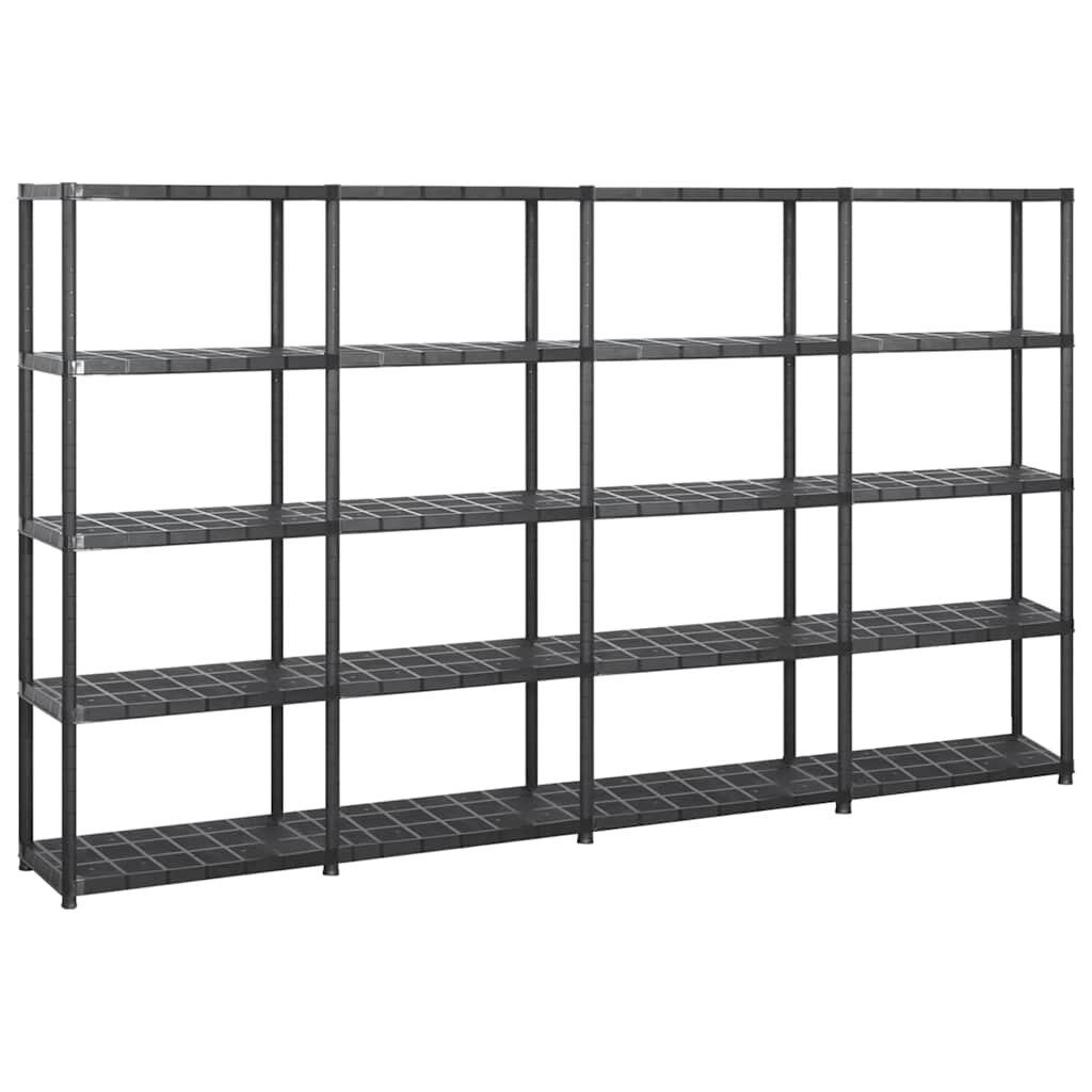 vidaXL Úložný regál 5patrový černý 284 x 38 x 170 cm plast