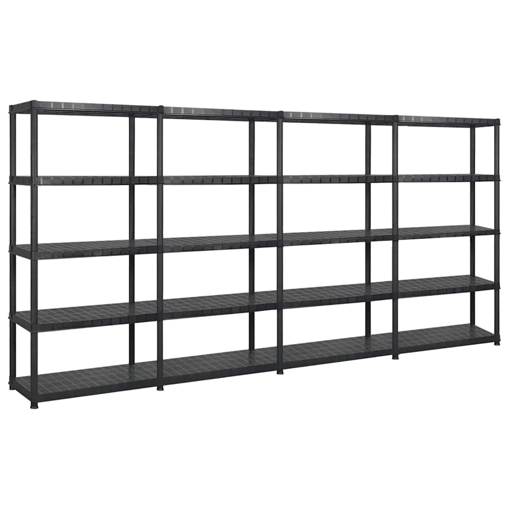 vidaXL Úložný regál 5patrový černý 340 x 40 x 185 cm plast