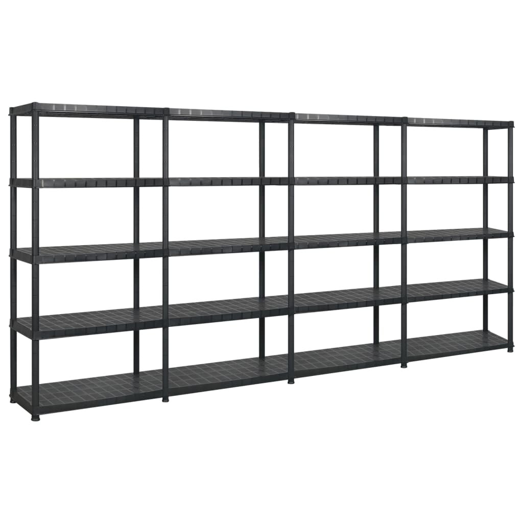 vidaXL Úložný regál 5patrový černý 366 x 457 x 185 cm plast