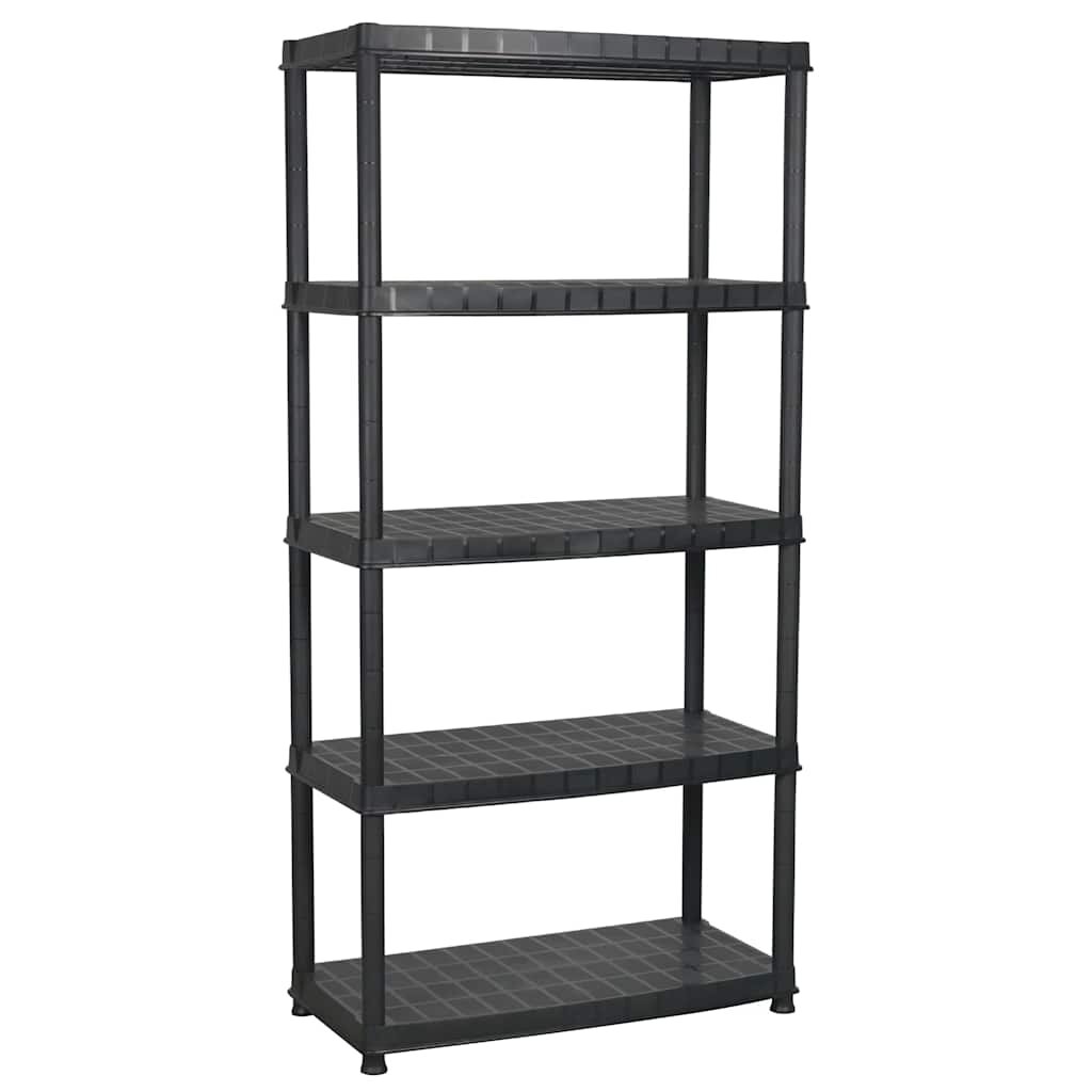 vidaXL Úložný regál 5patrový černý 85 x 40 x 185 cm plast