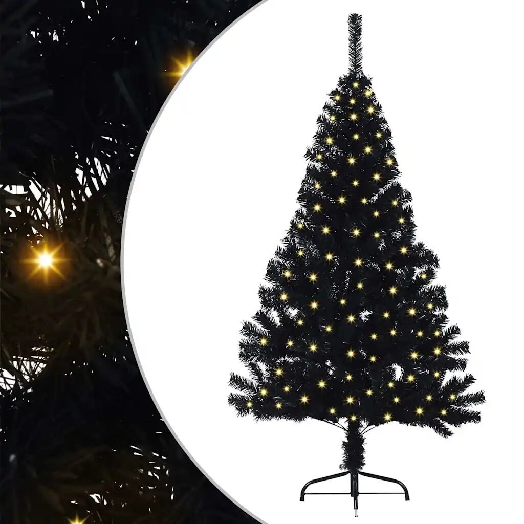 vidaXL Umělý osvětlený vánoční stromeček Černá 120 cm PVC