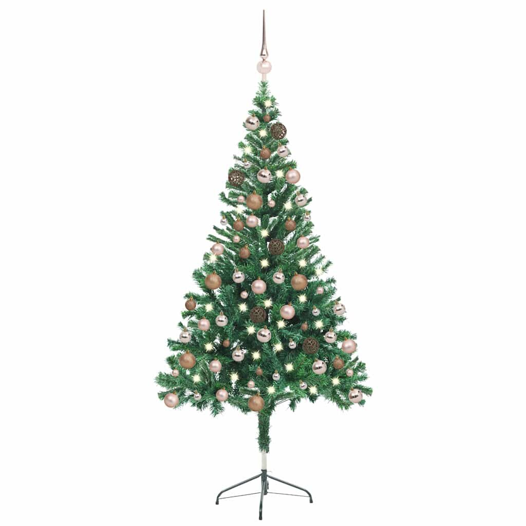 vidaXL Umělý vánoční stromek s LED a sadou koulí 150 cm 380 větviček