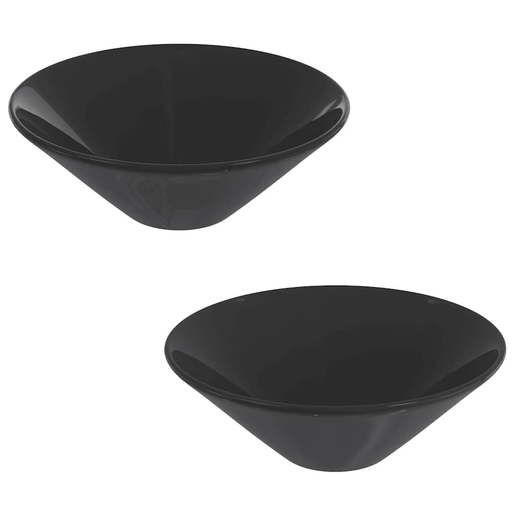 vidaXL Umývadla 2 ks lesklá černá Ø42x14 cm keramika