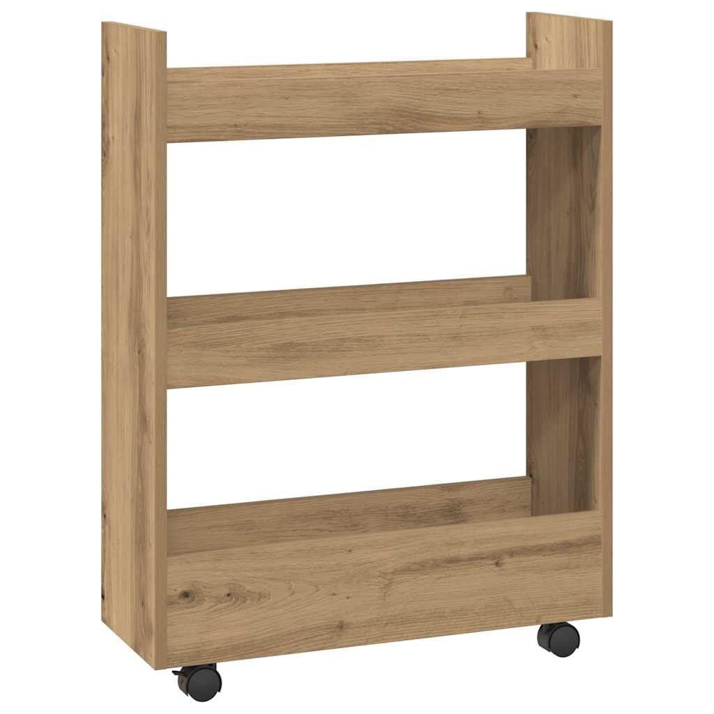 vidaXL Úzký úložný vozík 3patrový dub artisan kompozitní dřevo