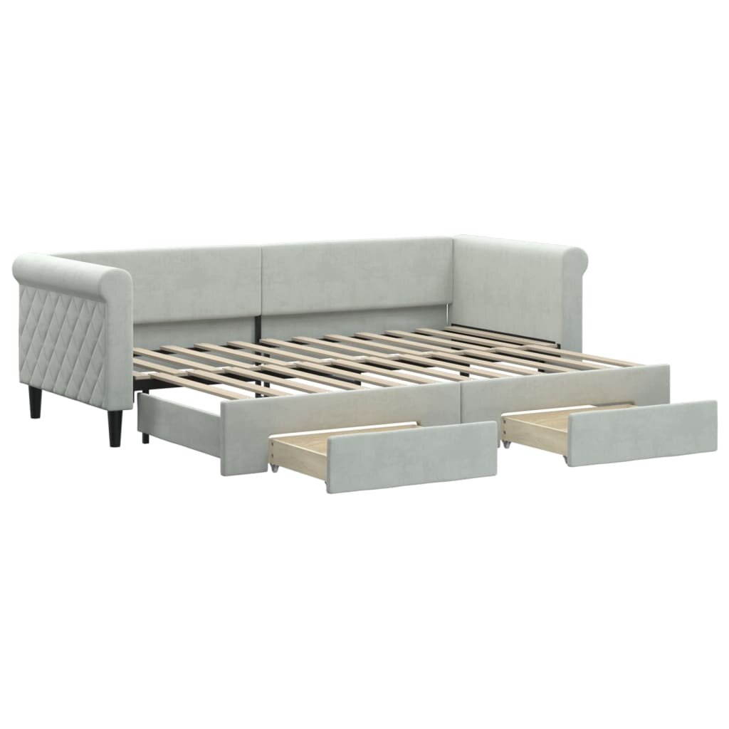 vidaXL Válenda s přistýlkou a zásuvkami světle šedá 80 x 200 cm samet
