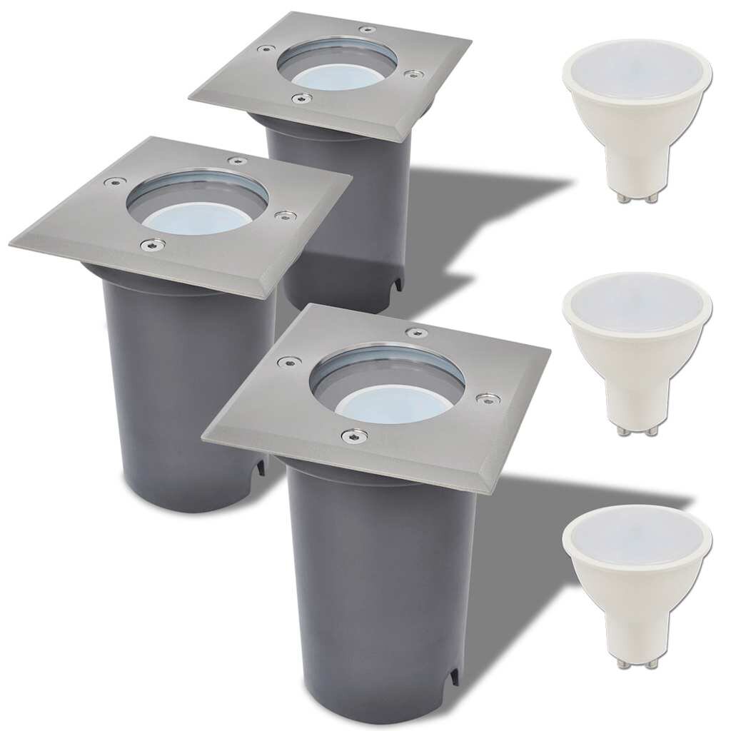 vidaXL Venkovní zemní LED svítidla 3 ks čtvercová