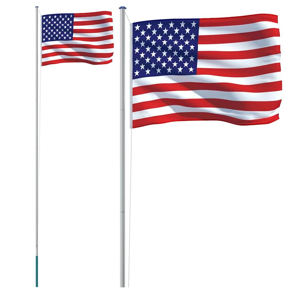 vidaXL Vlajka USA a stožár 608 m hliník