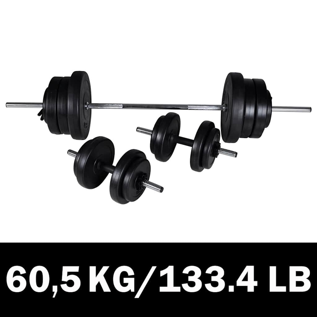 vidaXL Vzpěračská činka + sada 2 činek 605 kg