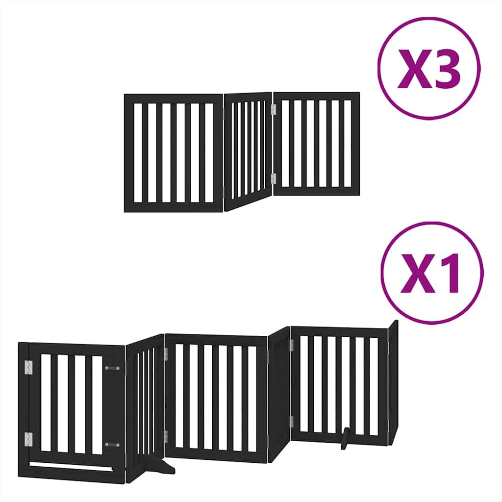 vidaXL Zábrana pro psy s dvířky skládací 15 panelů černá 750 cm topol