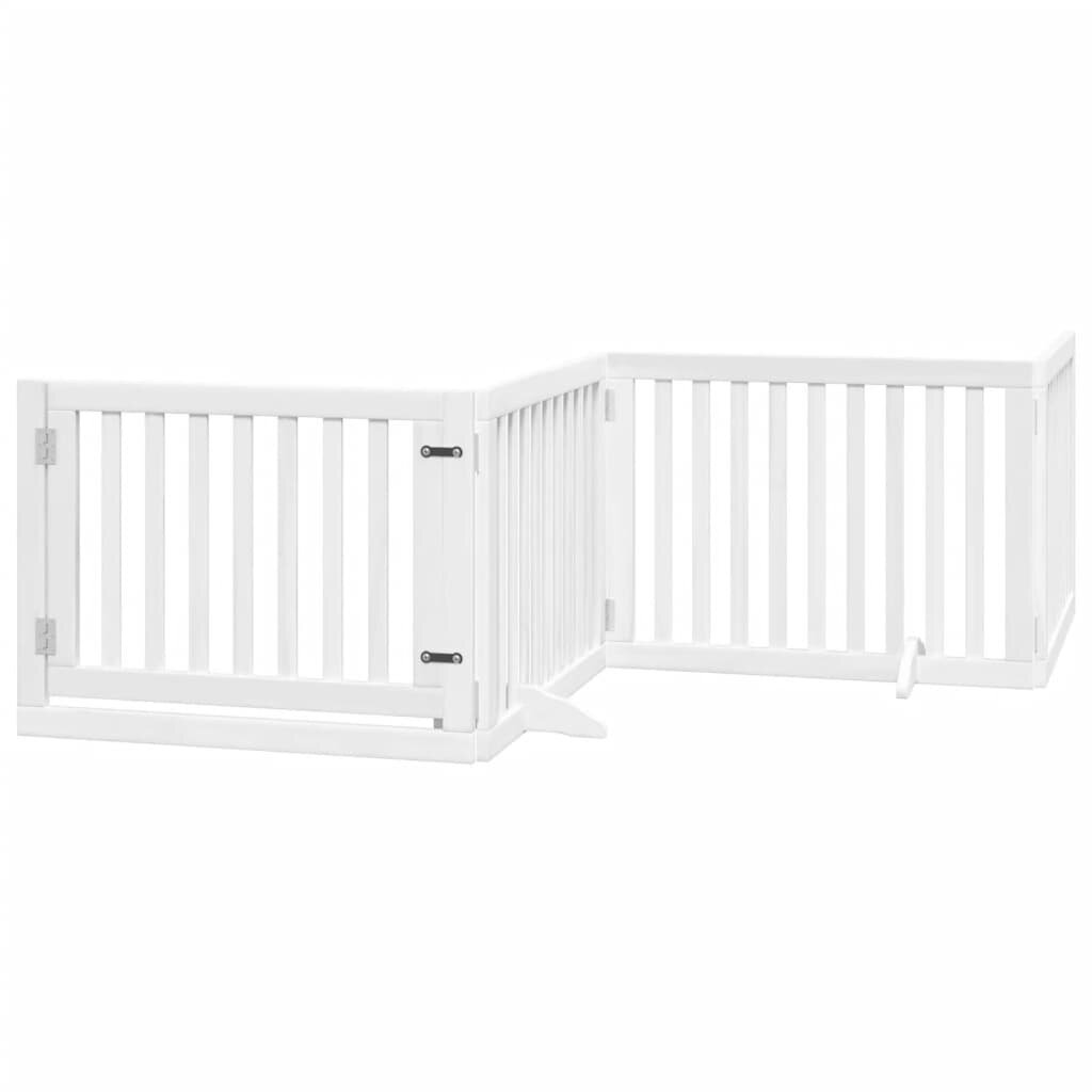 vidaXL Zábrana pro psy s dvířky skládací 4 panely bílá 320 cm topol