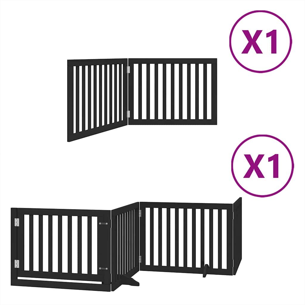 vidaXL Zábrana pro psy s dvířky skládací 6 panelů černá 480 cm topol