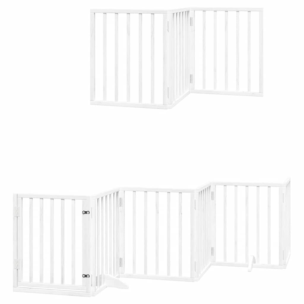 vidaXL Zábrana pro psy s dvířky skládací 9 panelů bílá 450 cm topol