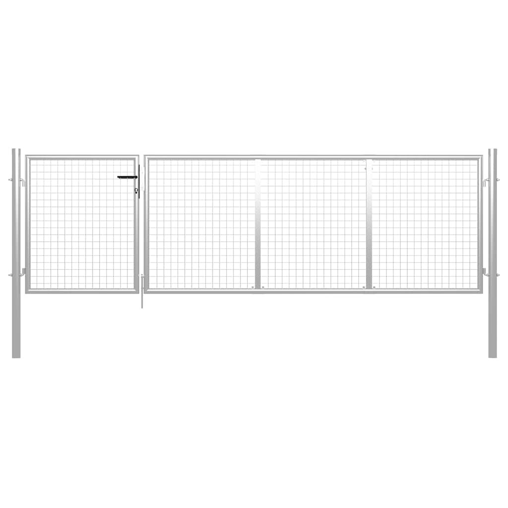 vidaXL Zahradní brána ocelová 350 x 100 cm stříbrná