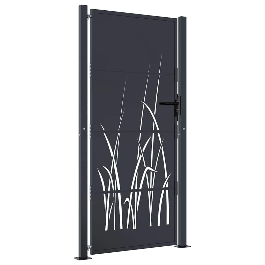 vidaXL Zahradní branka antracitová 100 x 175 cm ocelová design trávy