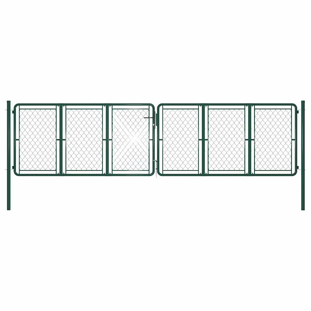 vidaXL Zahradní branka ocelová 400 x 125 cm zelená