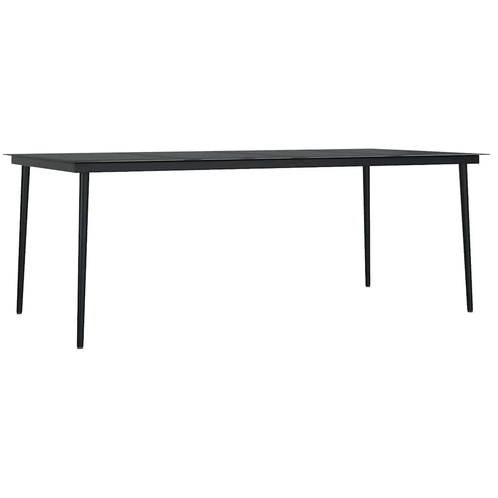 vidaXL Zahradní jídelní stůl černý 200 x 100 x 74 cm ocel a sklo