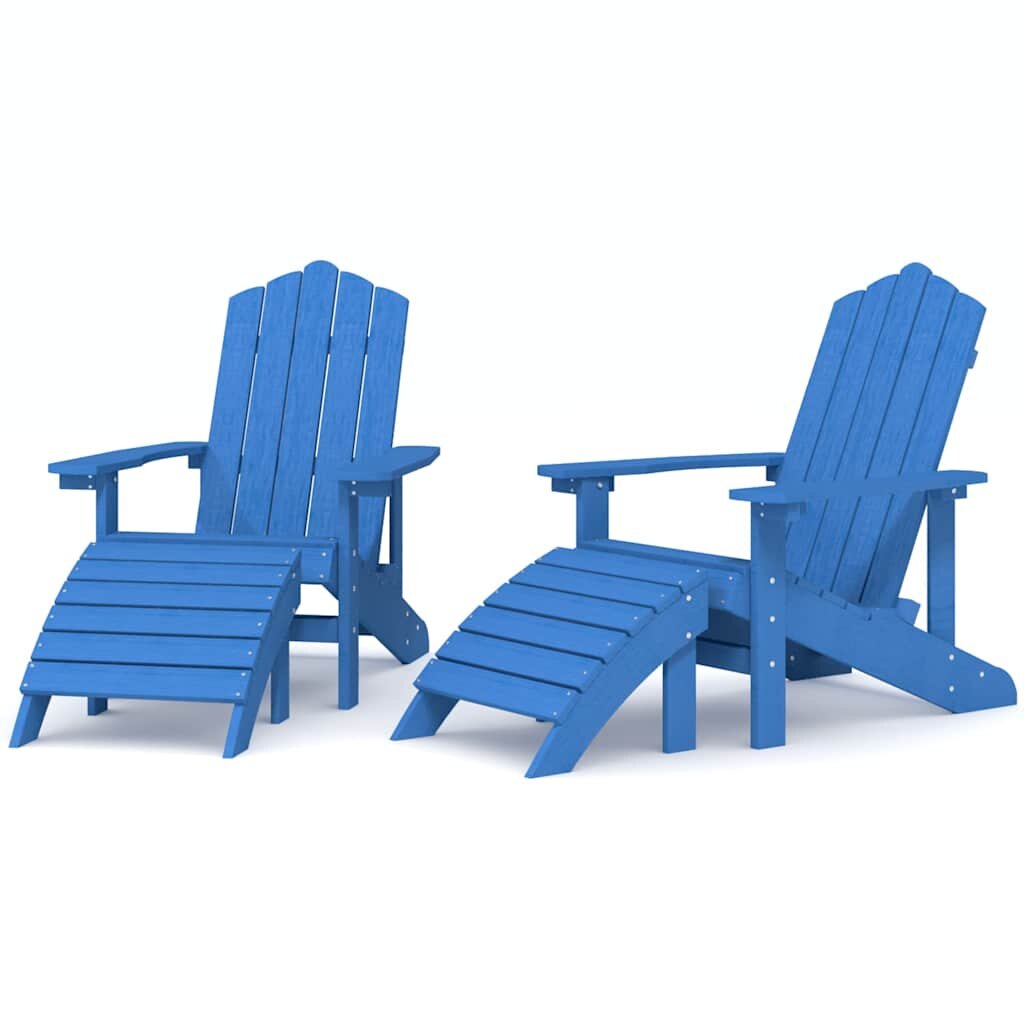 vidaXL Zahradní křesla Adirondack 2 ks s podnožkami HDPE akvamarínová
