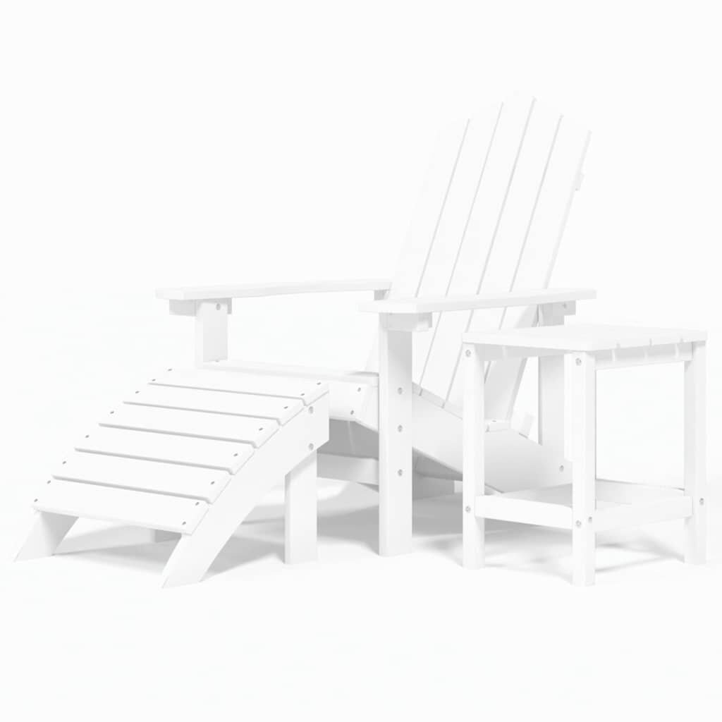 vidaXL Zahradní křeslo Adirondack s podnožkou a stolkem HDPE bílé