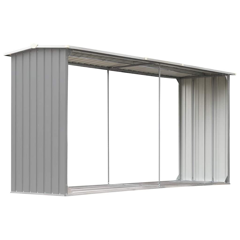 vidaXL Zahradní kůlna na dříví z pozinkové oceli 330x92x153 cm šedá