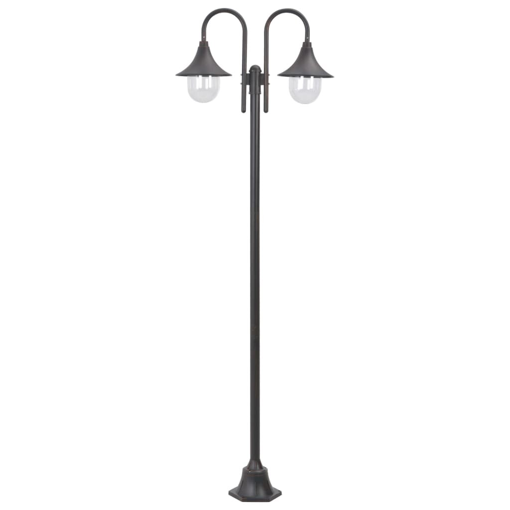 vidaXL Zahradní sloupová lampa 2 ramena E27 220 cm hliník bronzová