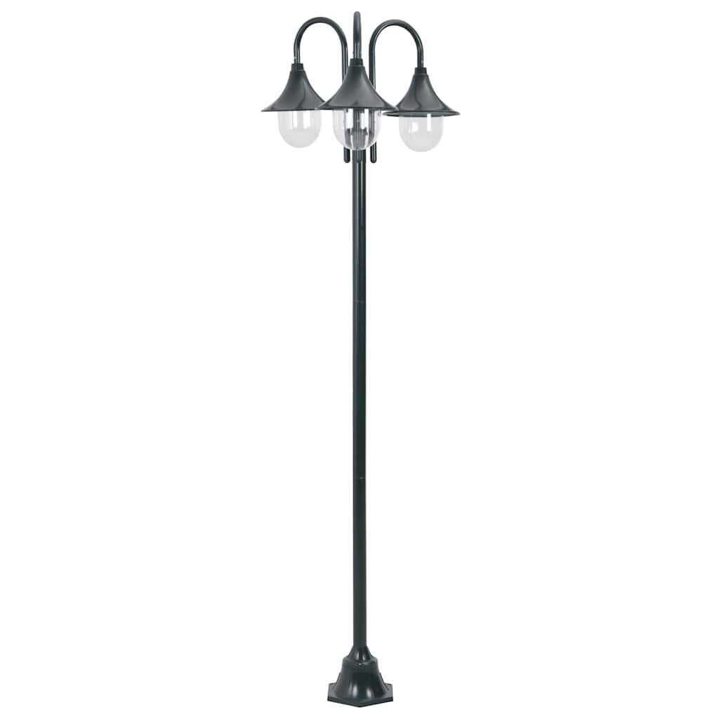 vidaXL Zahradní sloupová lampa 3 ramena E27 220 cm hliník tmavě zelená