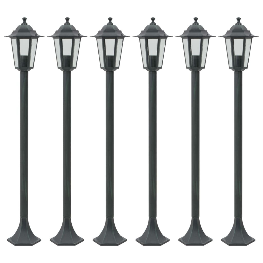 vidaXL Zahradní sloupové lampy 6 ks E27 110 cm hliníkové tmavě zelené