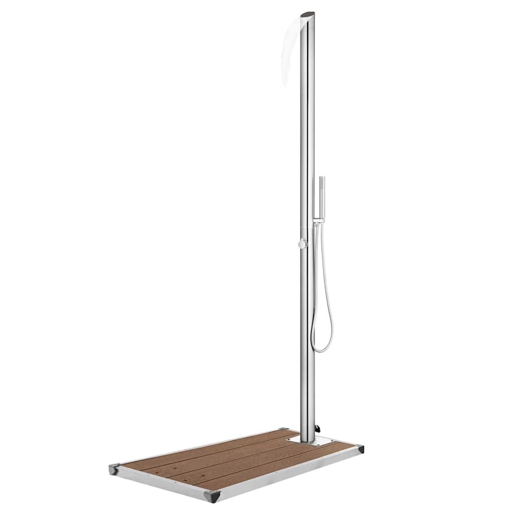 vidaXL Zahradní sprcha s hnědou základnou 225 cm nerezová ocel
