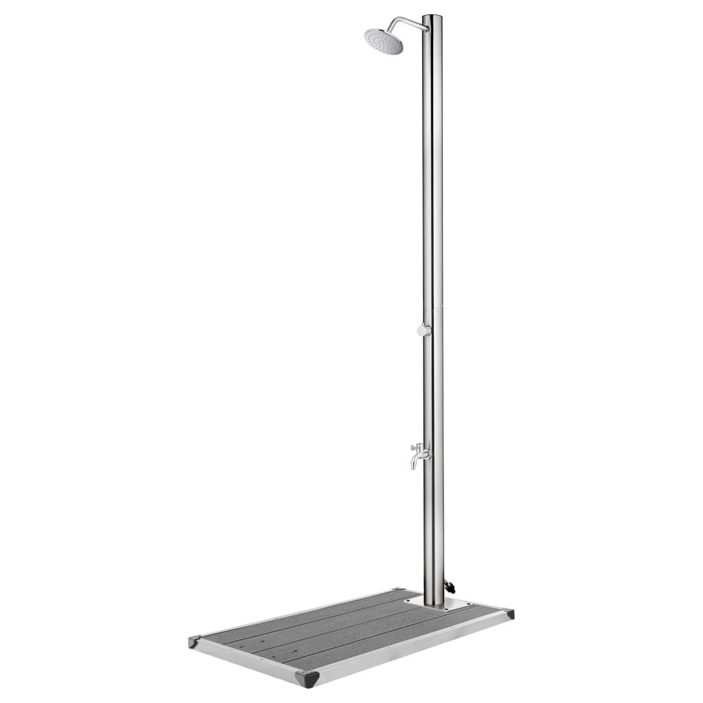 vidaXL Zahradní sprcha s šedou základnou 220 cm nerezová ocel