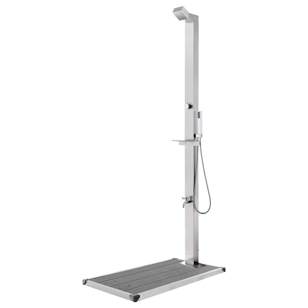 vidaXL Zahradní sprcha s šedou základnou 225 cm nerezová ocel