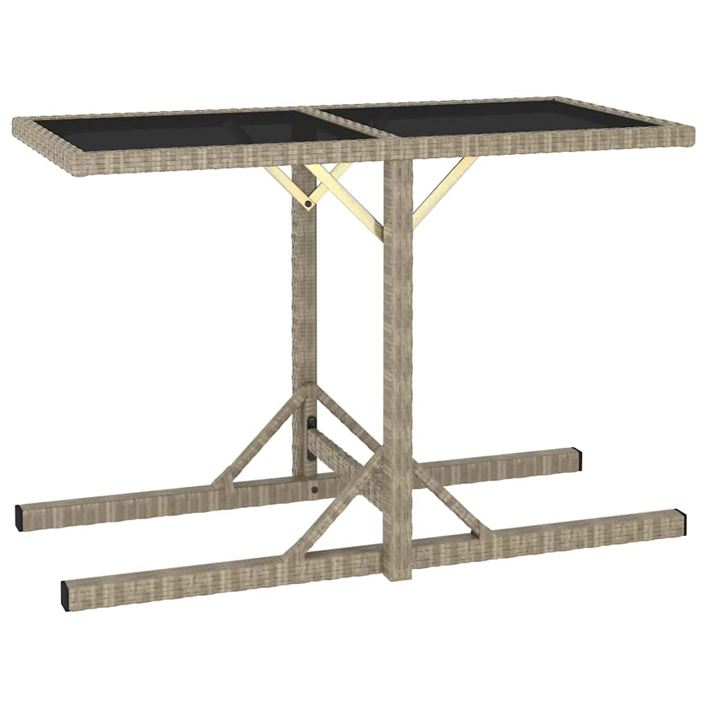 vidaXL Zahradní stůl béžový 110 x 53 x 72 cm sklo a polyratan