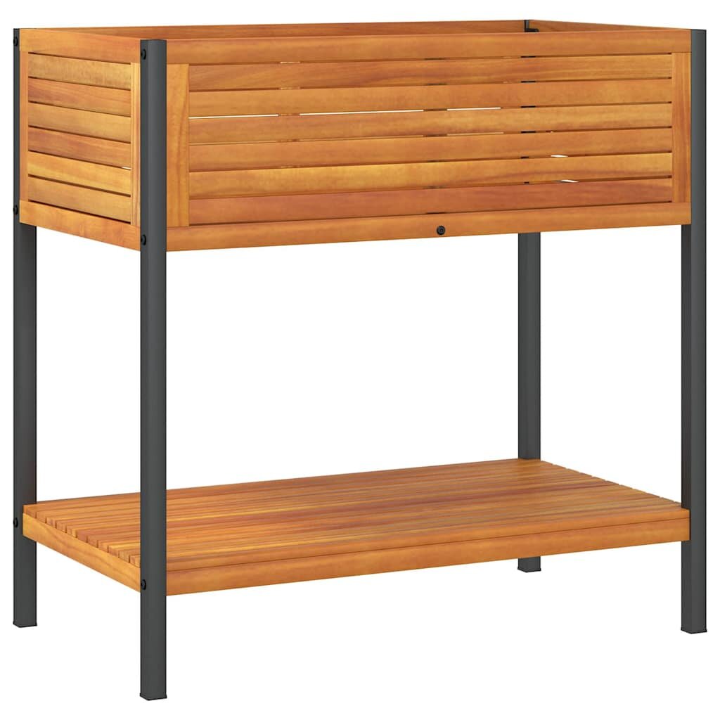 vidaXL Zahradní truhlík s policí 80 x 45 x 80 cm masivní akácie a ocel