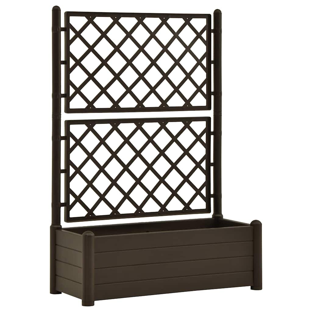 vidaXL Zahradní truhlík s treláží 100 x 43 x 142 cm PP mokka